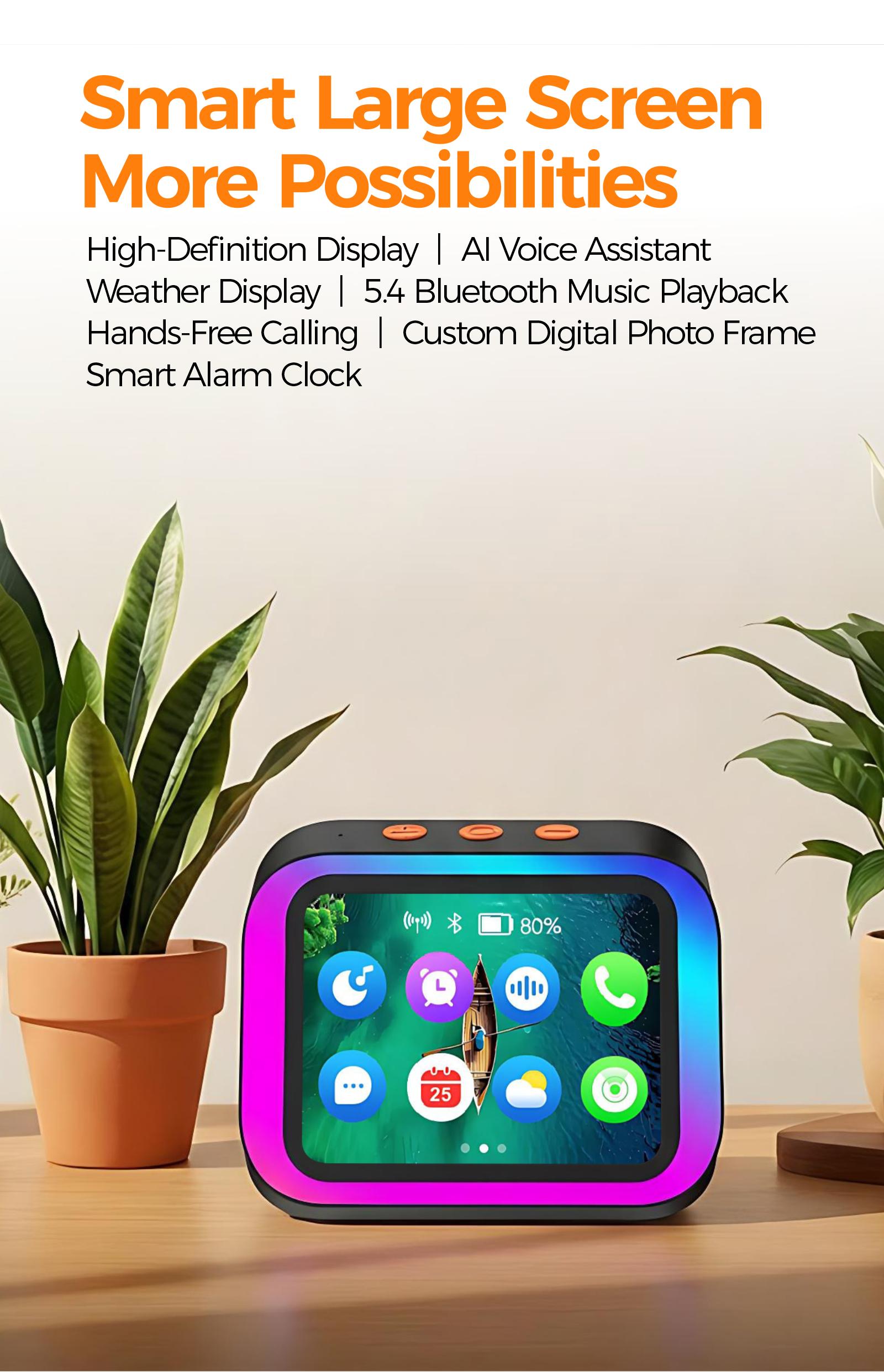 AI Smart Alarm Clock for Kids, Voice Wake-Up & Continuous Dialogue, Spoken English Practice,Bedtime Story Machine, Bluetooth Speaker, RGB Night Light, Daily Routine Helper, Back to School Gift