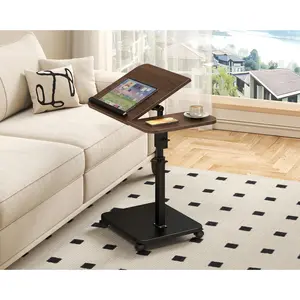 C Shaped End Tables for Couch Adjustable Height, Snack Tables, 180°Swivel TV Tray Sofa Table for Small Spaces Adjustable Overbed Table with Wheels, Mobile Standing Desk for Bedroom,Living room,Laptop,Work