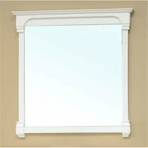 212 MAIN 42 in Rectangle Solid Birch Wooden Frame Mirror - Cream White, Wall-Mountable, Bathroom-Safe Indoor Furniture Decor