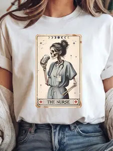 Nurse Tarot Card T-shirt Retro Funny Skeleton Nurse Shirt Gift For Nurse Registered Nurse Tee New Nurse Gift Skeleton Shirt Nurse Week Gift