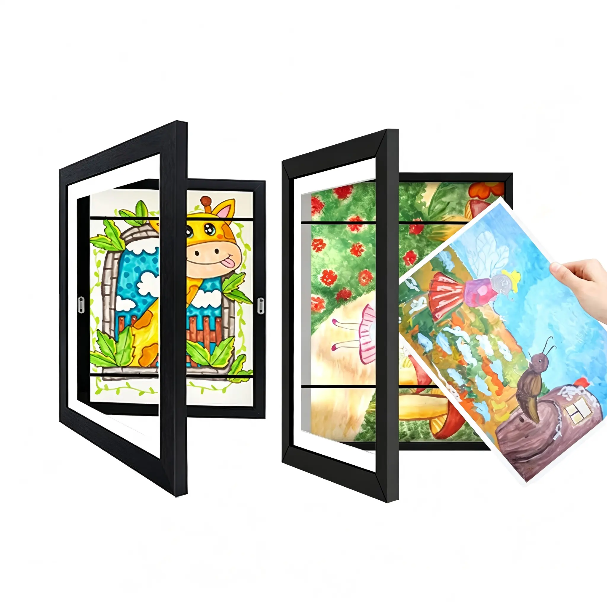 2 Pack Changeable Kids Artwork Frames, 8.5 X 11 Inch Front Opening Picture Frames, Holds Up To 150 Artworks, Wall Hanging Craft Storage Display Frames For Home Decor