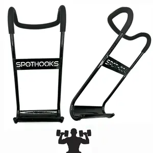 SPOT HOOKS Dumbbell Spotter Hooks Barbell Attachment for Chest and Shoulder Bench Press 220lb Capacity Each No Bulky Wrap Straps Solid Steel Construction
