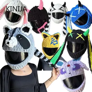 Universal  Animal Motorcycle Helmet Cover for Full Rabbit Plush Helmet Cover Winter Knitted Hat Christmasgift Motorcycle Styling