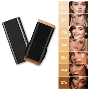 5-color Dual -Ended Concealer Foundation Stick, 2-in-1 Long-Lasting Foundation and Concealer with Brush, Creamy Full Coverage for Dark Circles & Blemishes, Hydrating Olive & Camellia, 2.09 Oz