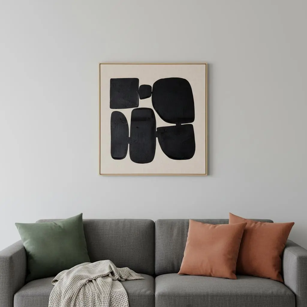 HomeRoots 653979 Cairns II Contemporary 40x40 in Composite Hand-Painted Brown Floater Frame Wall Art for Home Decor, Posters & Prints