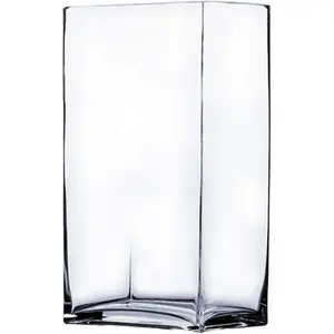 WGV Rectangle Block Vase, Length 6", Width 4", Height 8", Clear Floral Glass Container Candle Holder Wedding Party Event,  Office Decor, 1 count