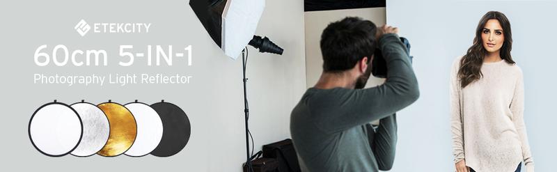 Etekcity Multi-Disc Photography Light Reflector, Collapsible with Bag - Translucent, Silver, Gold, White, Black for Camera/Smartphone