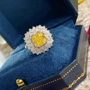 yellow A luxurious hand polished Moissanite ring paired with yellow zircon. Exquisite craftsmanship.Sparkling Moissanite and yellow zircon. Master level aesthetic design. Excellent quality. Brilliant and radiant. High quality hand polished.