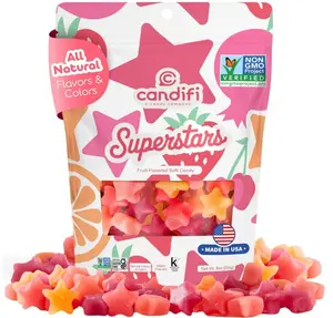 Candifi Dye Free Candy - Superstars Gummy Stars (8 oz) - Vegan Candy - Non GMO - Fruit Flavored Soft Chewy Stars with Natural Colors & Flavors - Kosher No Gelatin, Gluten Free Snacks