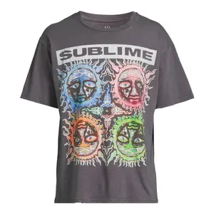 Sublime Graphic Band Short Sleeve T-Shirt, Short Sleeve Crew Neck T-Shirt, Fitted, Pull On, Casual, Unisex Cotton T-Shirt