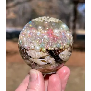 Resin Sphere with Bubbles and Real Seashells