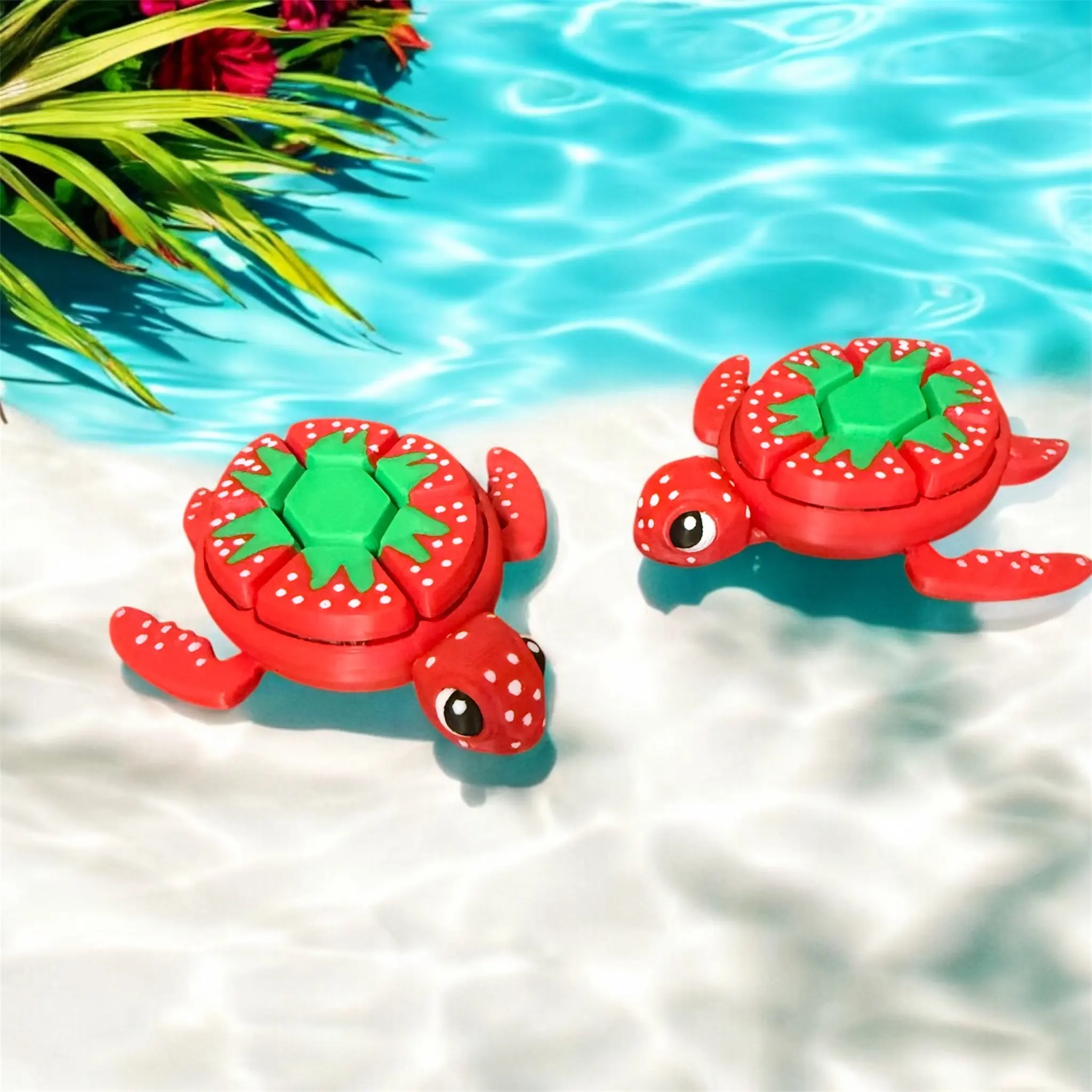 Playful Durable Fruit-Themed Turtle Collectible Figurines - Mechanical Keychains, Desktop Fidgets, Satisfying-to-Press Sensory Stress Relief Clickers