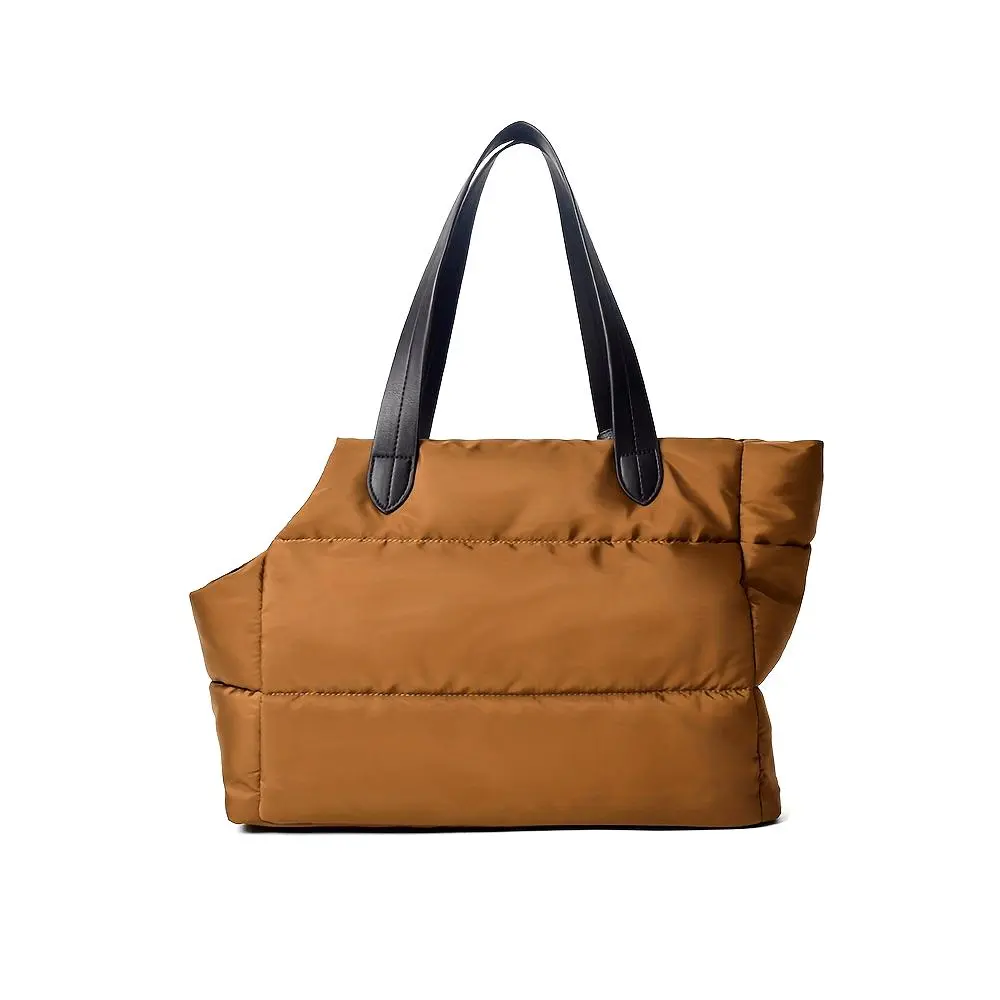 Airline-Approved Soft-Sided Dog Carrier Purse for Small Dogs - Stylish Beige Nylon Tote Bag with Multiple Compartments, Zipper Closure & Detachable Shoulder Strap