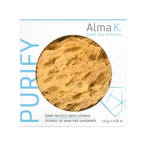 Alma K Soap Infused Bath Sponge - Exfoliating Body Scrubber with Sweet Almond and Aloe Vera - White Tea and Neroli Scent - Use 20 Plus Times - 4.05 oz