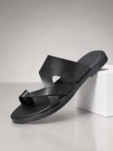 Men's Toe-Post Sandals, PU Leather Open-Toe Slippers, Non-Slip Summer Shoes, Comfortable Soft Sole, Durable Casual Footwear, Rubber Sole Sandals