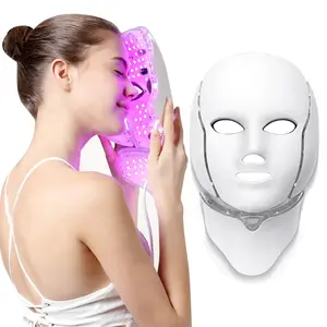 LED Mask 7 Color Adjustable Skin Tone Neck Care Mask, Anti-Wrinkle LED Face Mask, Photon Therapy Facial Beauty Device, Facial Beauty Instrument, Facial Beauty Machine