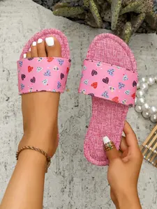 Women's Fashionable Strawberry Pattern Slides, Casual Comfortable Flat Slippers for Summer, Lightweight Breathable Shoes for Beach Vacation, Footwear