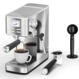 COWSAR Espresso Machine 20 Bar, Compact Espresso Maker with Milk Frother, Visual Pressure Gauge, Stainless Steel Coffee Machine with 47oz Removable Water Tank and Capsule Funnel, for Cappuccino, Latte