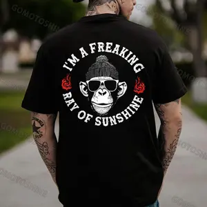 I'M A FREAKING RAY OF SUNSHINE Monkey Print Men's T-Shirt, Top Menswear Cotton Tee Shirt, Unisex Fashion, Soft Fabric, ShortSleeve, Regular Fit, Casual Streetwear
