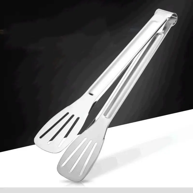Stainless Steel Food Tongs, 1 Count Multipurpose Bread Barbecue Tongs, Durable Kitchen Utensils for Cooking & Frying & Grilling