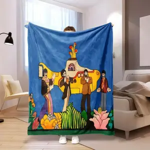 Beatles Yellow Submarine Blanket Colorful Soft Throw Blanket for Bed Sofa Decorative Gift with Psychedelic Art Design Featuring Suitable for beds and sofas can also be given as a gift