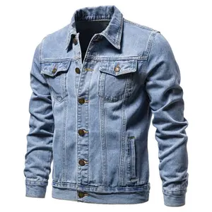 2025 Autumn Men Solid Denim Jackets Fashion Motorcycle Vintage Jeans Jackets Hommes Slim Fit Cotton Casual Black Blue Coats