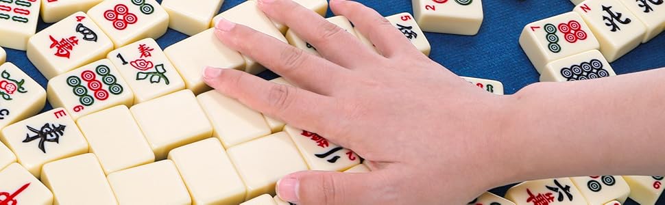 Cedilis Chinese Mahjong Game Set with 146 Large Tiles(1.4", Ivory), 2 Dice and Red Carrying Case for Chinese Style Game, Family Gathering Cedilis Chinese Mahjong Game Set with 146 Large Tiles(1.4", Ivory), 2 Dice and Red Carrying Case for Chinese Style Game, Family Gathering