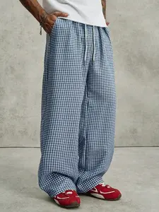 Y2K Comfortable Plaid Wide-Leg Casual Pants | Loose fit, breathable fabric, comfortable and versatile, suitable for lazy casual home wear, errands, and street style outfitsGEZ