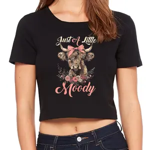 Highland Cow Crop Top Women, Crop Top Plus Size, Crop Top Graphic Tee, Funny Country Cow Floral Design, Perfect Gift For Her Womens