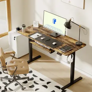 [April Restock]Standing Desk with Keyboard Tray,  Electric Adjustable Height Desk, Stand Up Desk Computer Workstation for Home Office