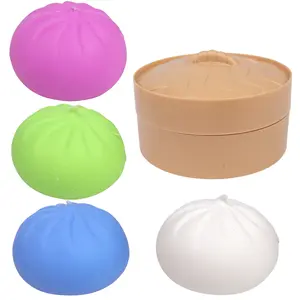 4-in-1 Mini Mystery Dumpling Squishy Toy with Steamer Box - Soft Sensory Fidget Aid, Stress & Anxiety Relief