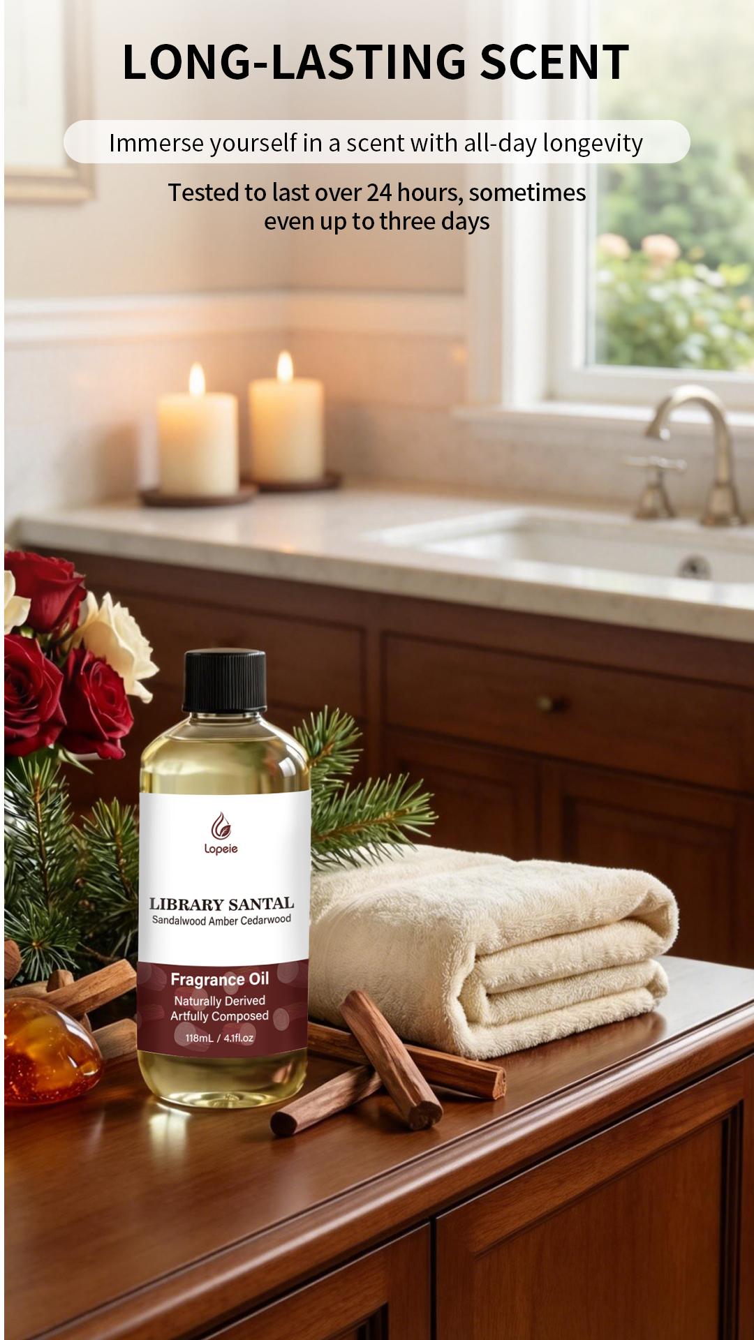 Lopeie Hotel Diffuser Oil Refill (with Spray Nozzle), Highly Scented Aromatherapy Oil – White Tea, Pearl Keys, Library Santal – for Ultrasonic & Waterless Diffusers & Oil Warmers – 118ml/4.1 fl oz & 252ml/8.5 fl oz