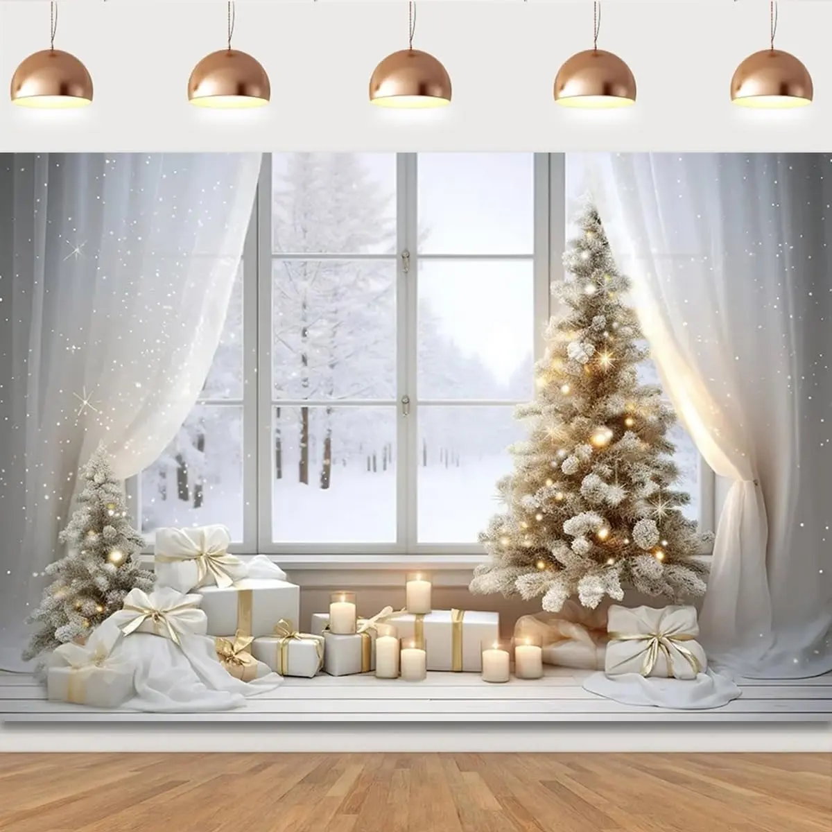 Elegant Simple Christmas Glittering Gift Tree Background Banners - Ideal Birthday Item, Party Decoration, Suitable For Home, Garden, Indoor & Outdoor Decoration Courtyard Anniversary Celebration And Photo Props, Multi-Functional, 2d Flat