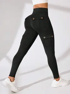 Women's Multifunctional Pocket Yoga Pants, Soft Fabric, Ideal for Exercise and Gym, Comfortable Elastic Tight Fit, Casual Daily Wear