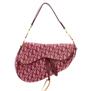Pre-owned Dior Canvas Plain Shoulder Bags Christian Vintage Saddle Bag Diorissimo Canvas Medium by Rebag