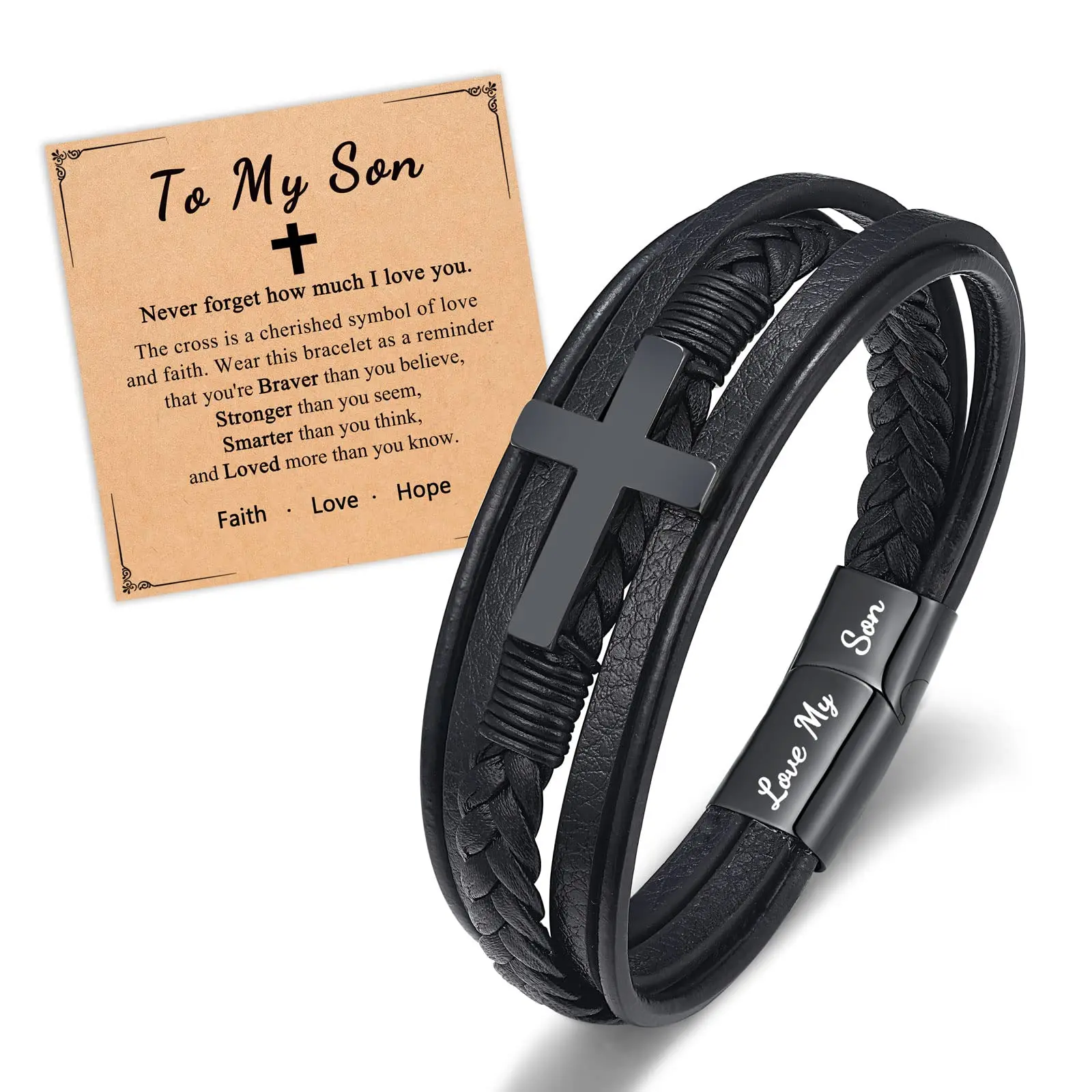 Men's Cross Leather Bracelet Fashion Accessories Boho Style Daily Clothing Decor for Birthday Christmas Gifts for Teen Boys Son/Grandson/Nephew/Boyfriend