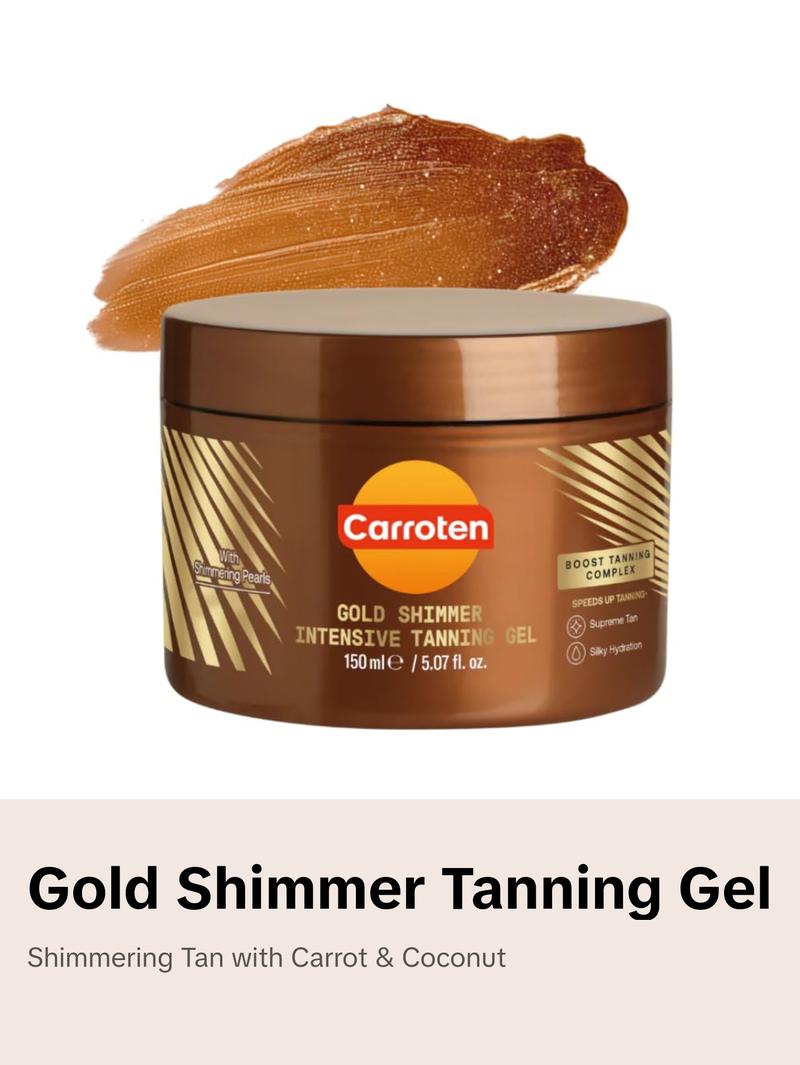 Carroten Gold Shimmer Intensive Tanning Gel | Browning Tan Accelerator | Non-Greasy, Water-Resistant with Carrot and Coconut Oil | Vitamin A & E For Moisture & Hydration | Made in Greece | 5 Fl Oz Carroten Gold Shimmer Intensive Tanning Gel | Browning Tan Accelerator | Non-Greasy, Water-Resistant with Carrot and Coconut Oil | Vitamin A & E For Moisture & Hydration | Made in Greece | 5 Fl Oz
