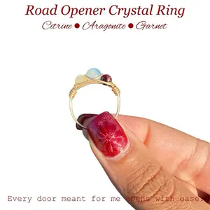 Road Opener Crystal Ring with citrine aragonite and garnet natural for opening doors new beginnings
