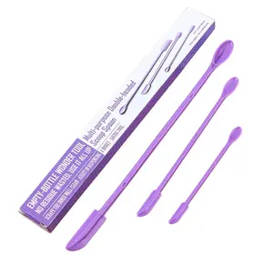 3-Piece Cosmetic Scoop Set, Mini Auxiliary Tools, Silicone Cleaning Tool, Water Cream Face Cream Skincare Foundation Spoon Scraper, Makeup Tool Kit, Facial Tool Set