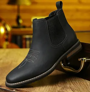 Men's Western cowboy boots, square Chelsea boots, ankle boots, work boots, casual retro fashion classic comfortable and versatile, available in brown and black, outdoor casual toe shoes with a four season style kick design, suitable for various occasions