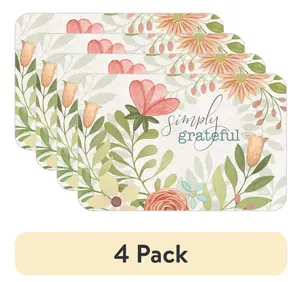 (4 pack) Simply Grateful Reversible Flexible Plastic Placemat