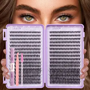 Thick Eyelash Cluster Set, 640 Clusters 30D/40D/60D/80D Natural Look, D Curl 0.07mm Length 8-16mm, Easy Application DIY Eyelash Extensions Lash Extension Kit