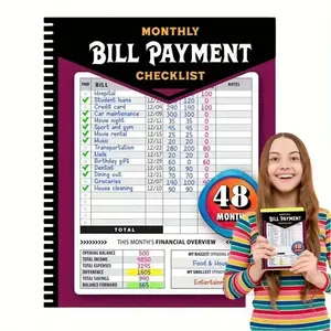 48-Month Financial Bill Payment Notebook, Monthly Household Spending Tracker & Financial Planning Organizer, 4-Year Budget Management Guide