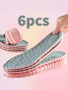 6 Pairs Women's Ultra Soft Sports Sponge Insoles, Soft Cushioned Insoles, Shock Absorbing Insoles, Sweat-Wicking Breathable Anti-Odor, Comfortable Long Standing, Daily Use