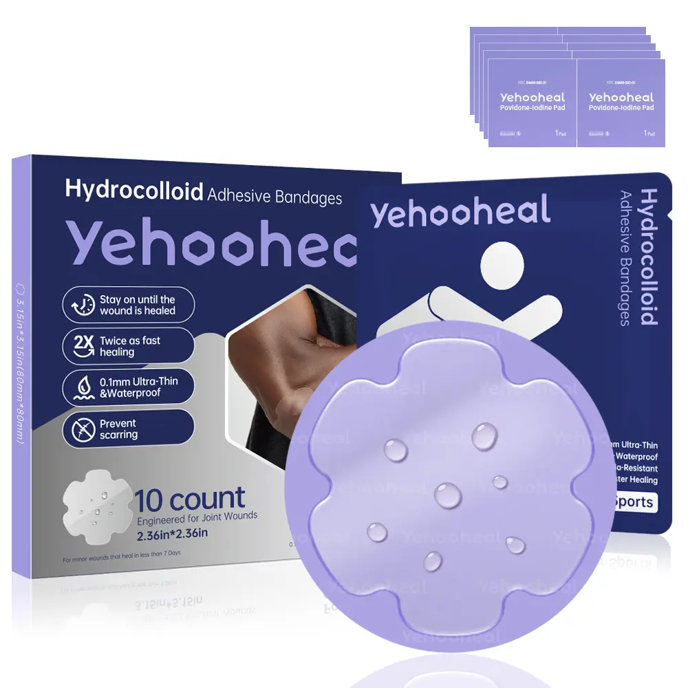 Yehooheal Hydrocolloid Bandages Wound Dressing,Stays on for 7 Days 0.004inch Ultra-Thin Skin-Like Waterproof Faster Healing,Scar Reducing,for Scratches,Cuts,Burns,Blisters,Outdoor First Aid Sensitive Skin