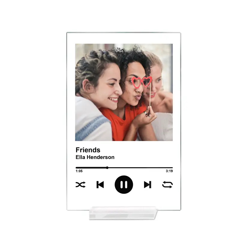 MIRACLE PRINTS Personalised Song Plaque With Stand, Custom Music Plaque, Any Photo / Song, Any Playlist, Photo and Music Gift, Music Prints, Personalized Photo Frame, Album Cover Song Plaque, Mother's Day Gifts, Gift for Mom, Acrylic plaque Decor