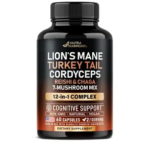 Mushroom Supplement - Organic Lions Mane | Turkey Tail | Chaga | Cordyceps | Reishi | Maitake | Shiitake | Meshima | Tremella | Oyster | Agaricus - for Women & Men - Non GMO, Gluten Free - 60 Capsules