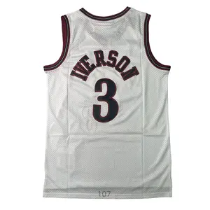 Allen Iverson Classic-Design stitched Basketball Jerseys Retro Men's Sleeveless White shirt
