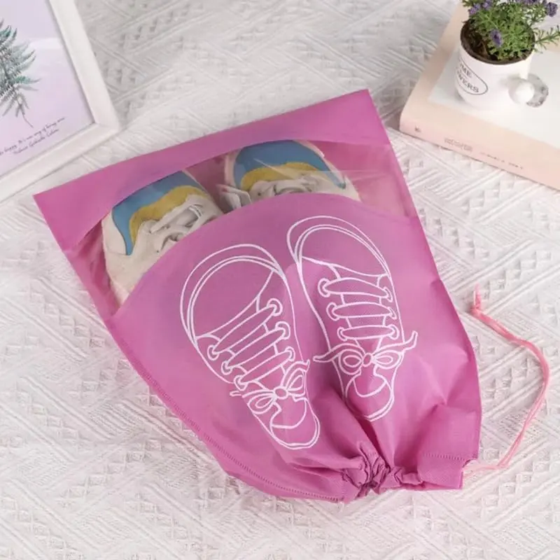10PCS Drawstring Shoe Bag with Window, Portable Travel Shoe Storage Pouch