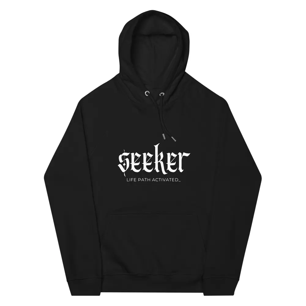 Seeker Numerology Unisex Raglan Hoodie - Long Sleeve Soft Organic Cotton Pullover with Ribbed Cuffs, Fashion Menswear, Aesthetic Casual Jersey Fit Top